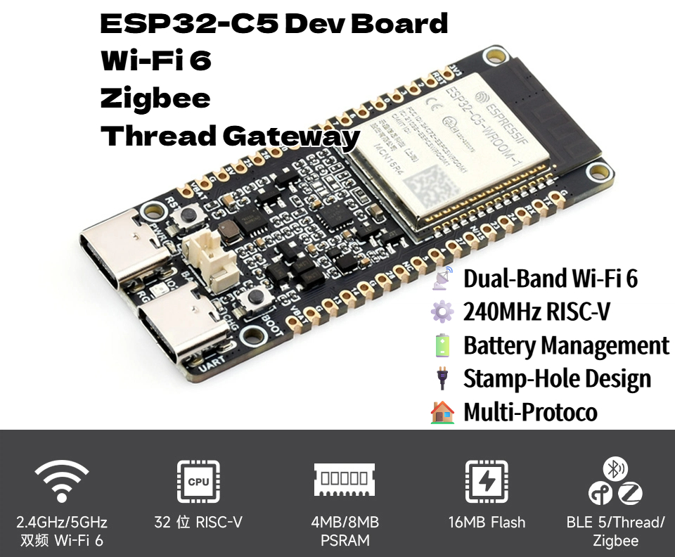 ESP32-C5 Dual-Band Wi-Fi 6 & B - Matter Hub Thread 리뷰 및 가격